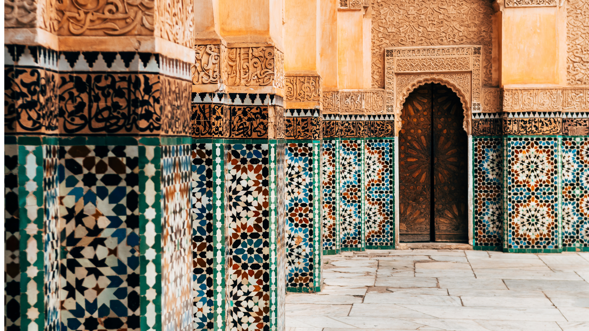 Ben Youssef Madrasa courtyard  Marrakech Morocco