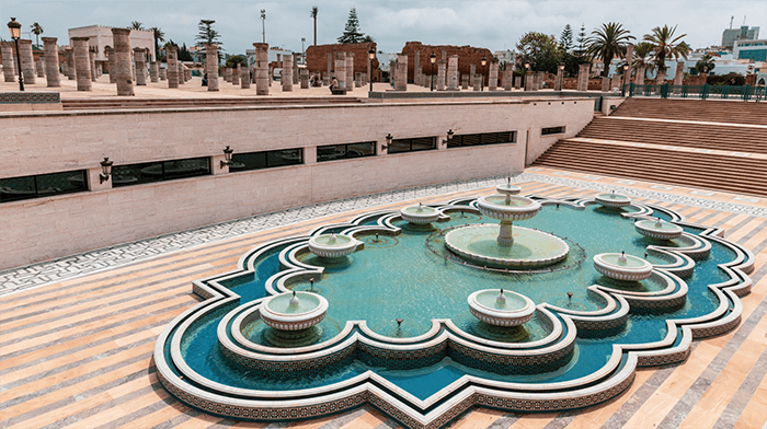 Hassan Tower Rabat Morocco water fountain